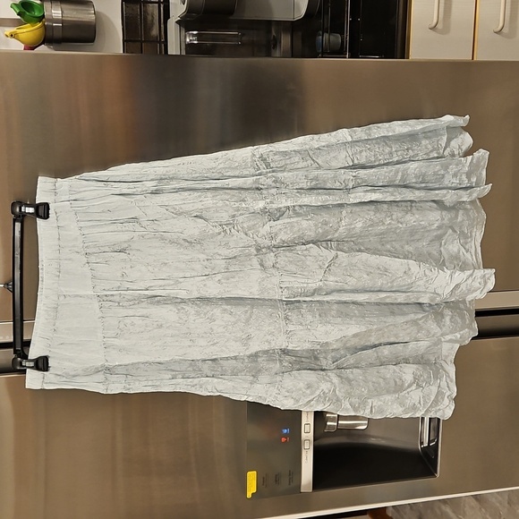 💕VINCE💕 Tiered Asymmetric Crinkle Midi Skirt ~ Mint Small S NWT - Picture 10 of 16